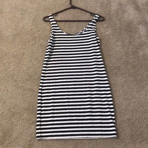 H&M black and white striped mini fitted dress